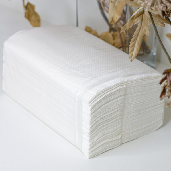 Полотенце бумажное целлюлозное V сложения белые, 2 слоя, 160 листов/уп, PRV