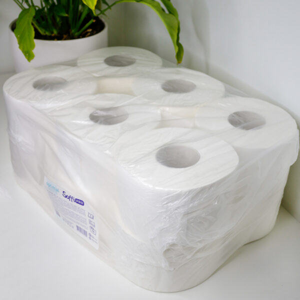 Туалетная бумага ДЖАМБО целлюлозная SoffiPRO Optimal, 2 слоя, белая 12 шт/уп,90м