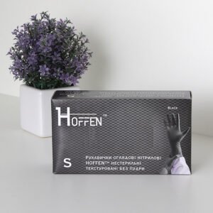 Перчатки нитриловые HOFFEN black, смотровые неприпудренные, 100 шт/уп S