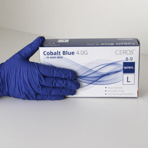 Перчатки нитриловые "CEROS Cobalt BLUE" фиолетовые, 4 грм, обзорные неприпудренные, 100шт/уп L