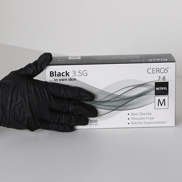 Перчатки нитриловые "CEROS" Black 3,5 грм, обзорные неприпудренные 100шт/уп М