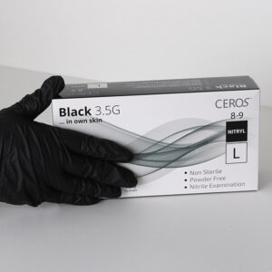 Перчатки нитриловые "CEROS" Black 3,5 грм, обзорные неприпудренные, 100шт/уп L