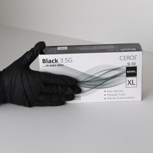 Перчатки нитриловые "CEROS" Black 3,5 грм., обзорные неприпудренные 100шт/уп XL
